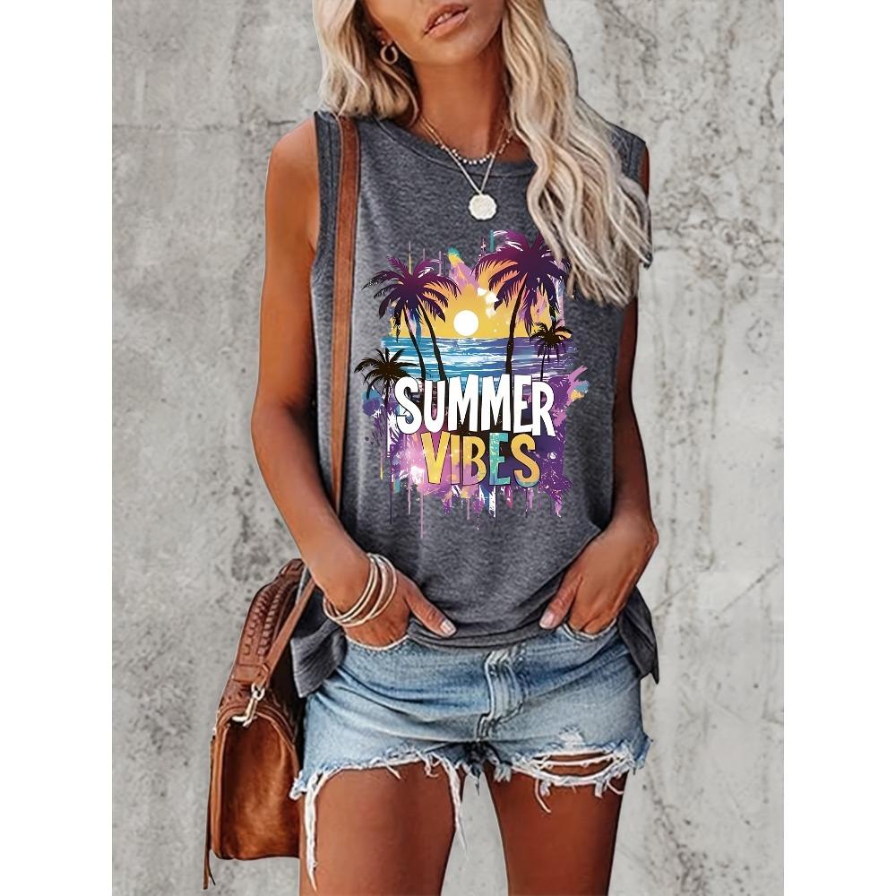 Round neck vest top, retro fashionable casual women s sports style S