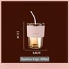 Glass Sipper Cups Reusable Spill-Proof Drinking Cups with Lid Straw for Birthday Party Travel Xmas Juice Mug Water Bottle Cups
