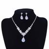 Luxury Teardrop Zircon Pendant Necklace Earrings Set Elegant Exquisite Crystal Necklaces Women Bride Bridesmaid Wedding Jewelry