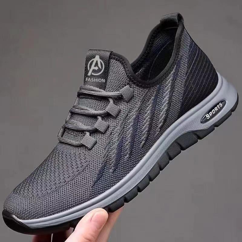 Shoes Men's Spring and Summer Thin Breathable Fly-woven Mesh Men's Shoes Trendy Lace-up Men's Lightweight Sports Running Shoes