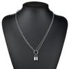 Accessories, Stainless Steel Lock Asymmetrical Necklace Hipster Necklace