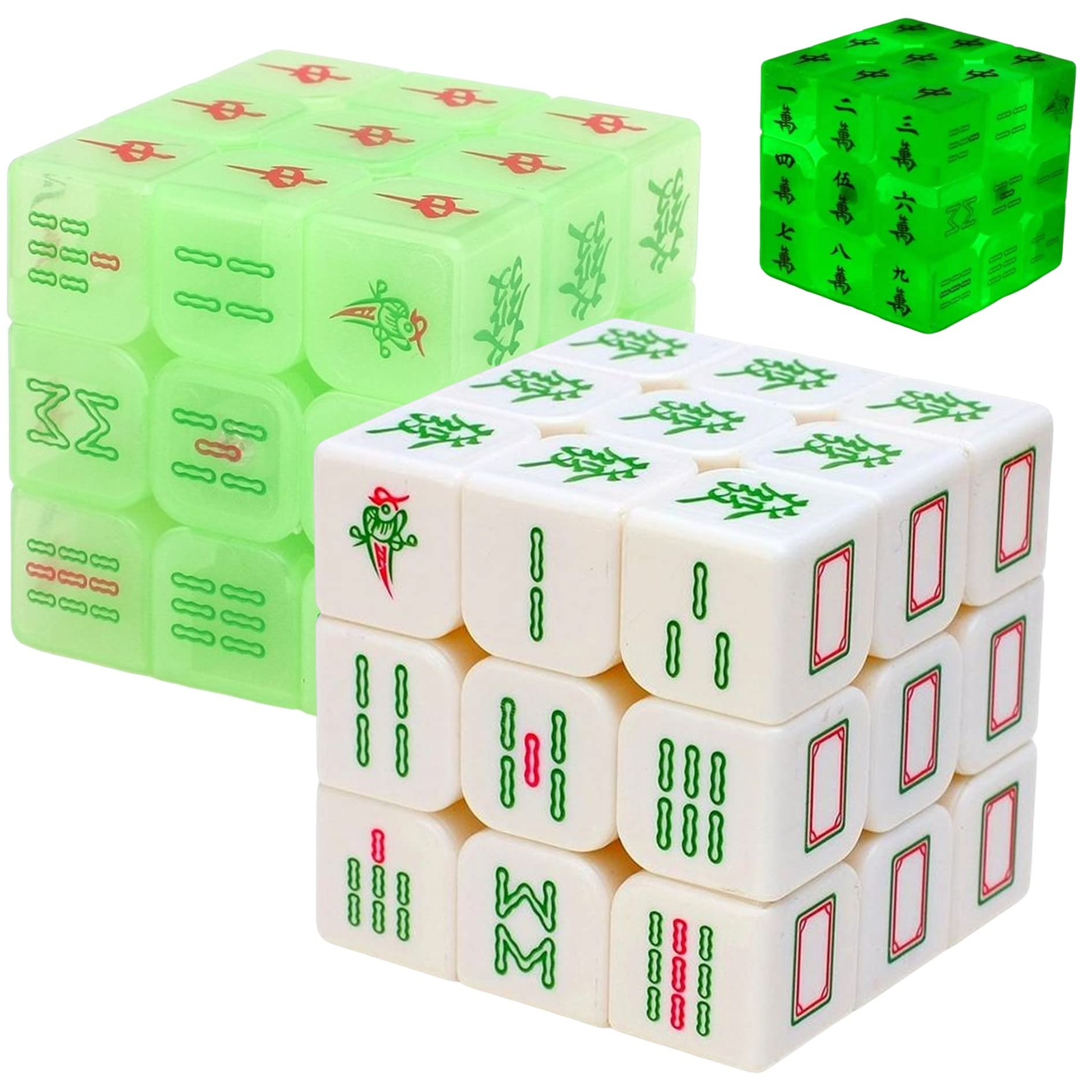 

Leiasnow Mahjong Cube Puzzle Mahjong Tiles Mahjong Mahjong Goods 3D Puzzle Puzzle Cube (White/Luminous Green)