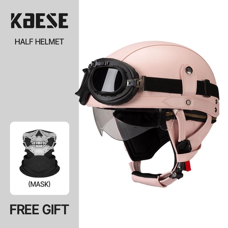 Vintage Half Face Motorcycle Helmet Motorbike Helmets Men Women Unisex Scooter Summer Helmet Black Brown DOT Approved Casque