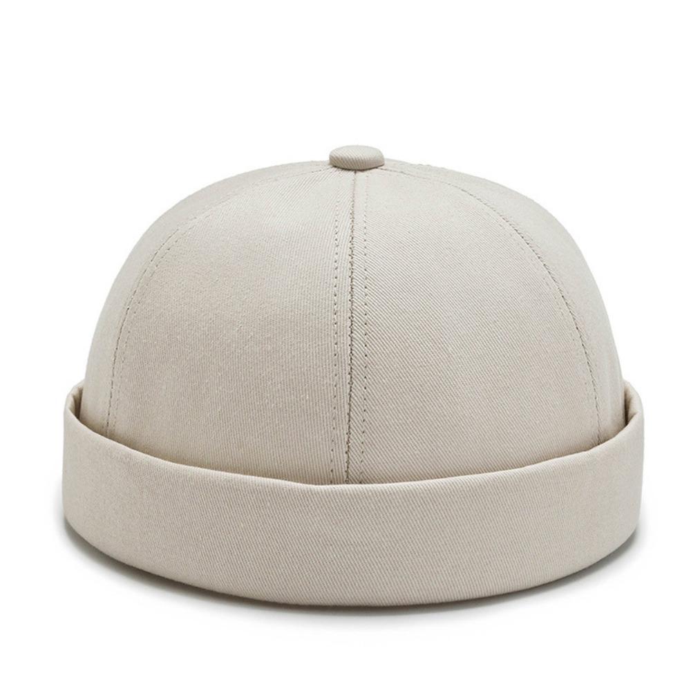 

Japanese Style Cotton Brimless Hat Solid Color Breathable Docker Hats Vintage Brimless Skullies Cap Summer бежевий