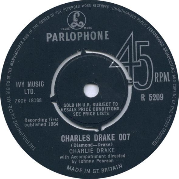 

7-дюймовая пластинка CHARLIE DRAKE Charles Drake 007 R5209 Parlophone 1964 UK Поп Б/у