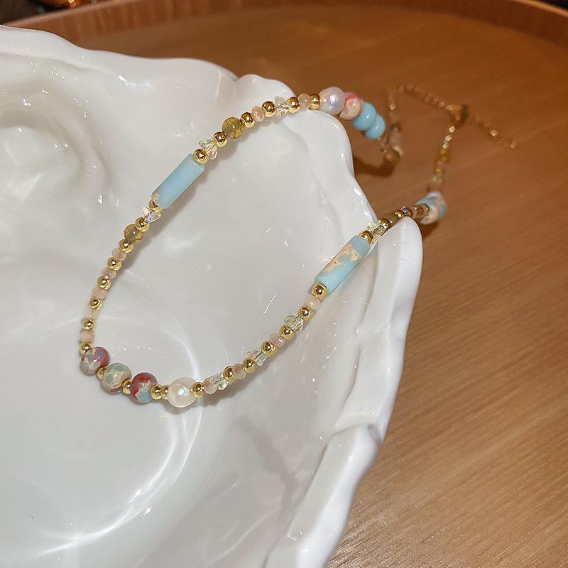 

Модное женское ожерелье из цилиндрических бусин с имитацией жемчуга, колье из бисера, рисовое очарование, ювелирные изделия для девочек, вечерние 2