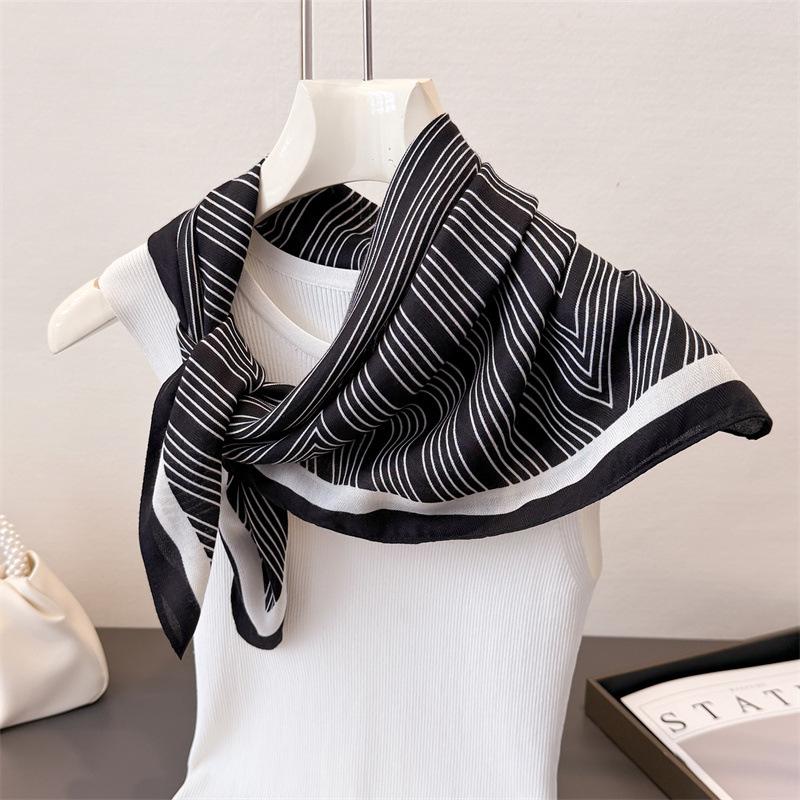Polka Dot Style Herringbone Pattern Cotton And Linen Small Square Scarf Silk Scarf Imitation Velvet Headscarf Shawl Sun Protection Scarf Women'S Scarf