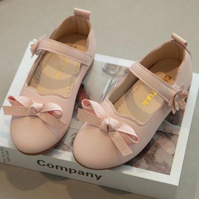 2024 Children Leather Shoes for Girl Autumn New Fashion Korean Style Soft Bottom Breathable Casual Elegant Bowtie Versatile Shoe