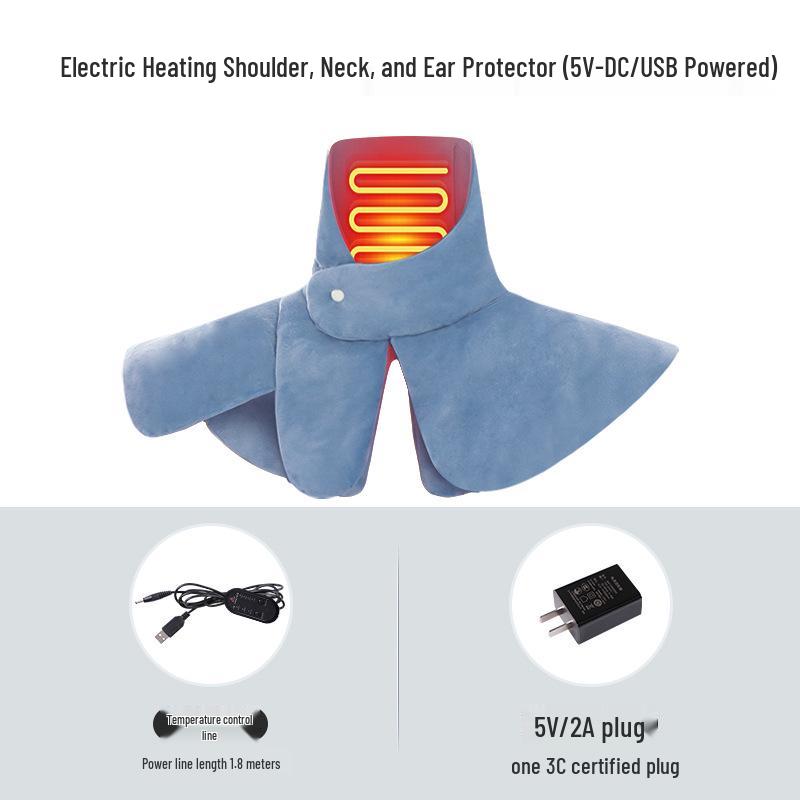 Electric Heated Neck & Shoulder Protector for All Ages - Warmth & Comfort for Ears and Cervical Spine