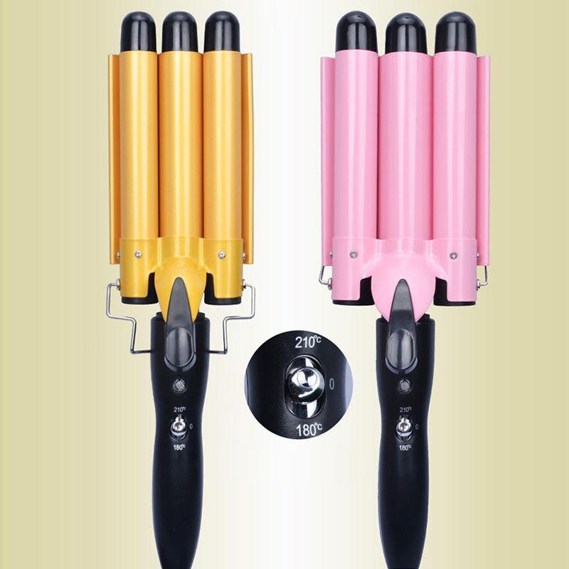 Hair Curler Triple Barrel EU Plug Digital Curling Iron Perm Splint Big Wave