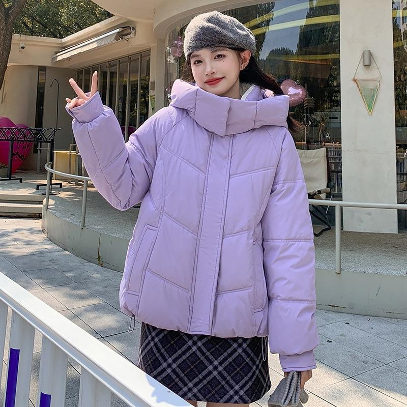 Korean Style Short Down Jacket Women Loose Fit Hooded Winter Coat Fashion Student Puffer