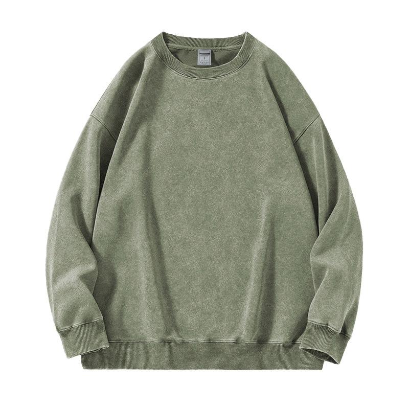 Washed Batik Hoodie Heavyweight American Vintage Loose Plain Color Long Sleeve Trendy Unisex