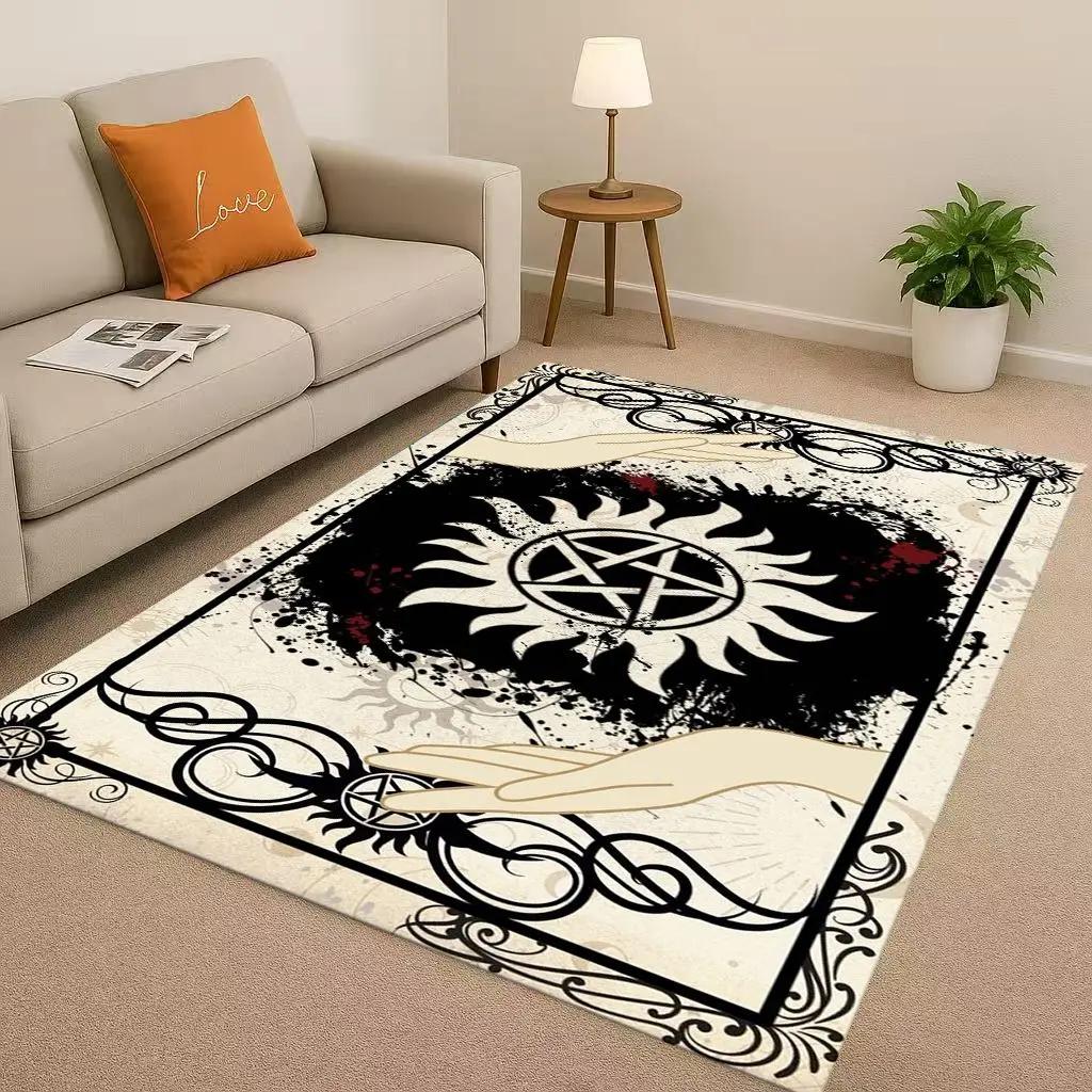 3D Supernatural Sam Dean Winchester TV Living Room Non-Slip Area Rug Soft Carpet for Bedroom Playroom Sofa,Home Decor Doormat