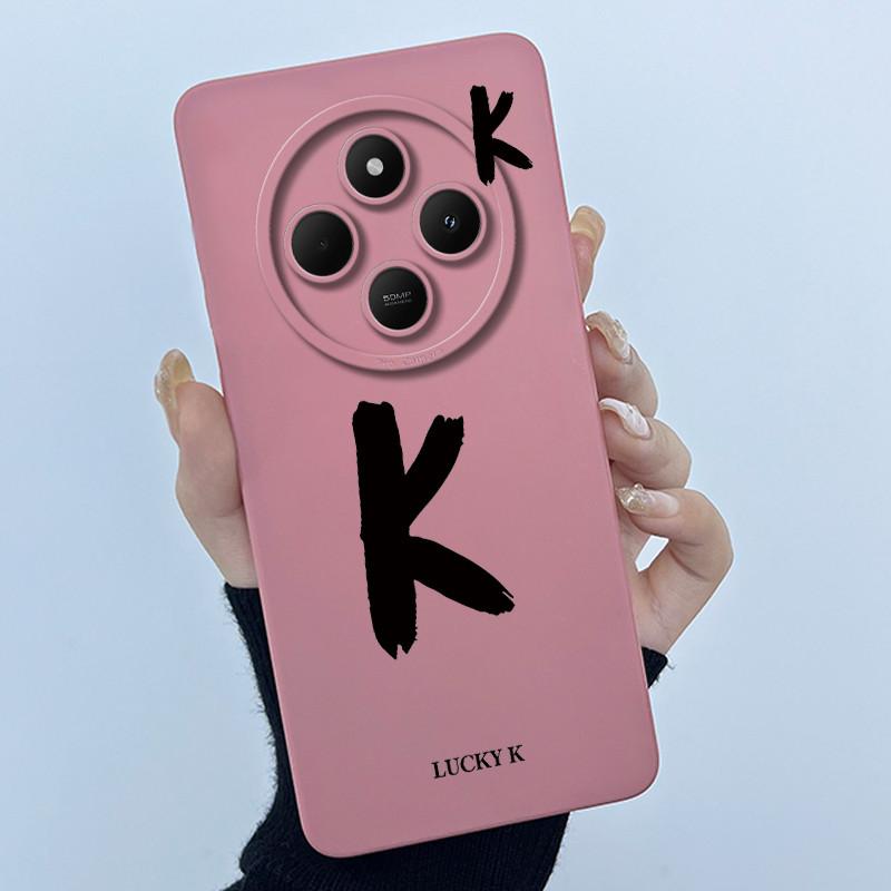 For Xiaomi Redmi 14C 4G A3Pro 4G/ Xiaomi Poco C75 4G M7 5G Case Lucky Initial Letter Liquid Soft Silicone Protective Cover Phone