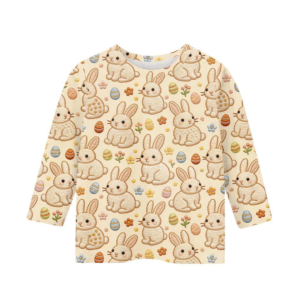 Παιδικό Top με Επτά Τέταρτα Μανίκια, Πασχαλινό Σχέδιο, Στρογγυλή Λαιμόκοψη, Με Σχέδιο, Casual