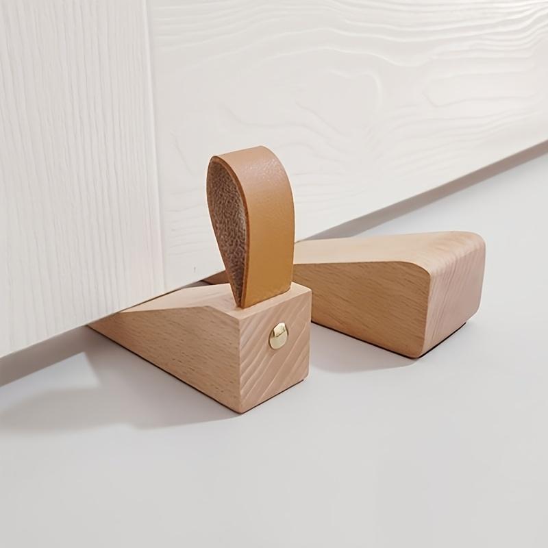 Solid Wood Door Stopper Heightened Creative Anti-Slam Door Wedge for Bedroom Movable Over-the-Top Wooden Anti-Collision Door Bumper