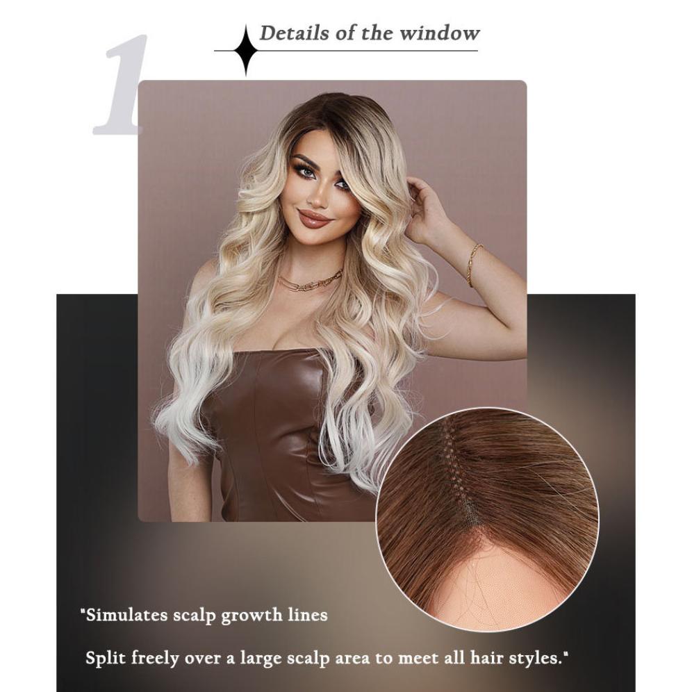T-part Krajkové paruky Champagne Gold Zvýraznění Vlny Boční body Krajkové paruky Celá pokrývka hlavy