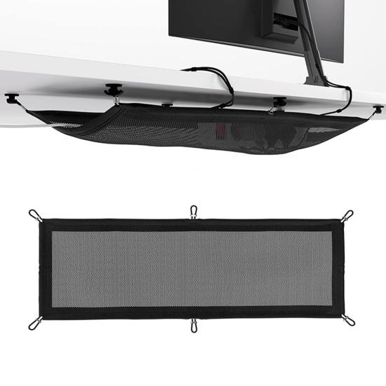 Under-Table Cord Management Net Storage Pocket Simple Installation Flexible Cables Wires Storage