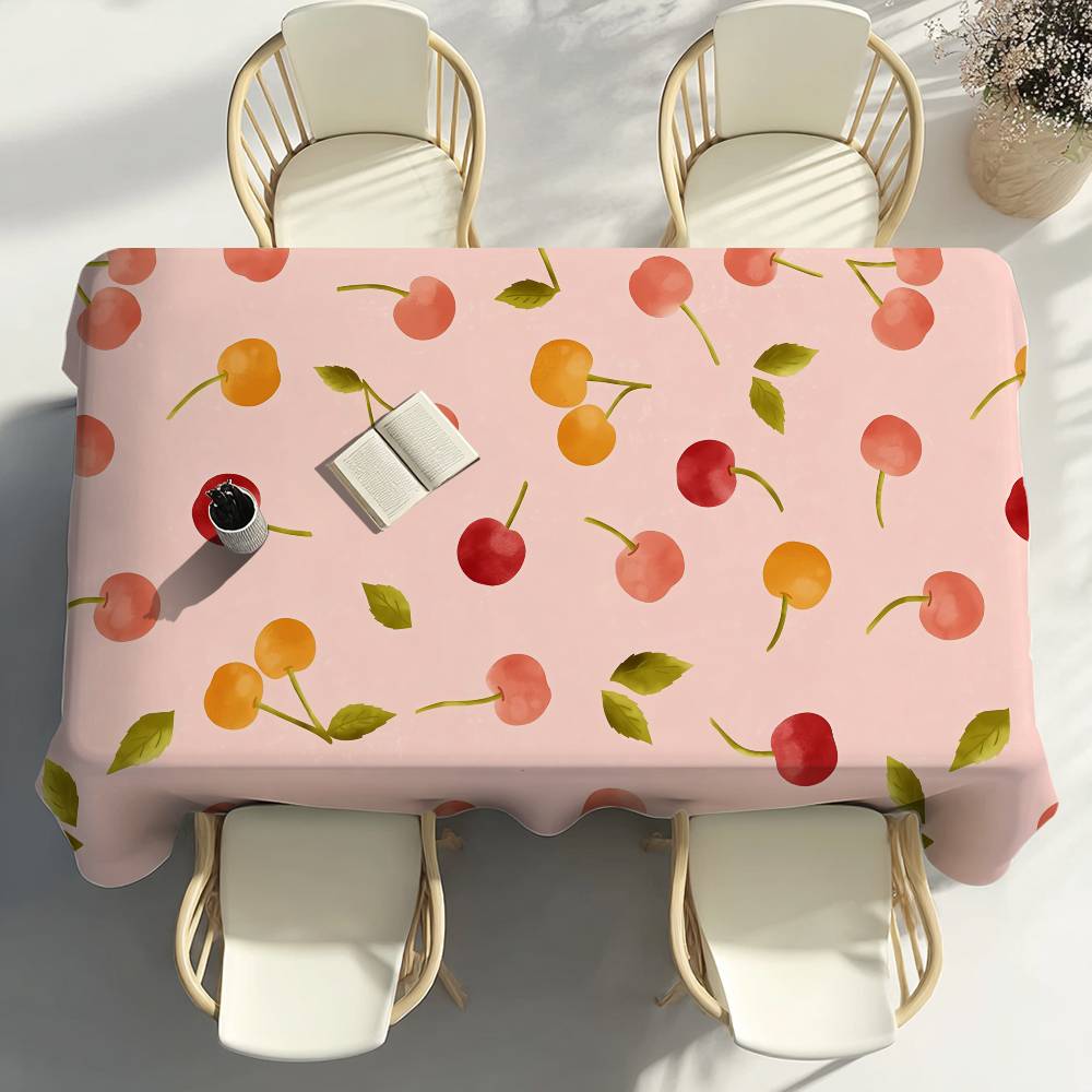 Kirschfrucht Rosa Tischdecke Party Dekoration Esszimmer Zuhause Küche Terrassen Wasserdicht Fleckenabweisend Tischdecke