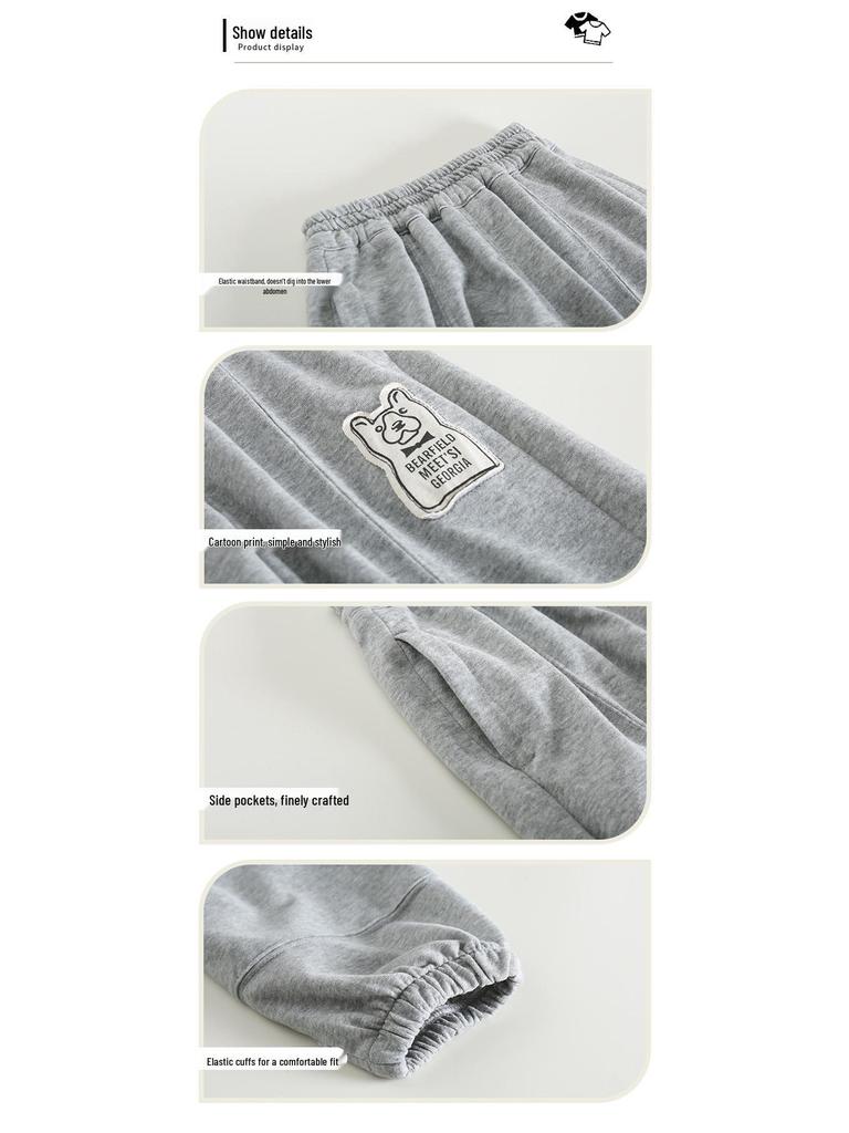 2025 Spring/Autumn Korean Kids Cuffed Sweatpants - Fashionable Long Casual Pants for Toddlers