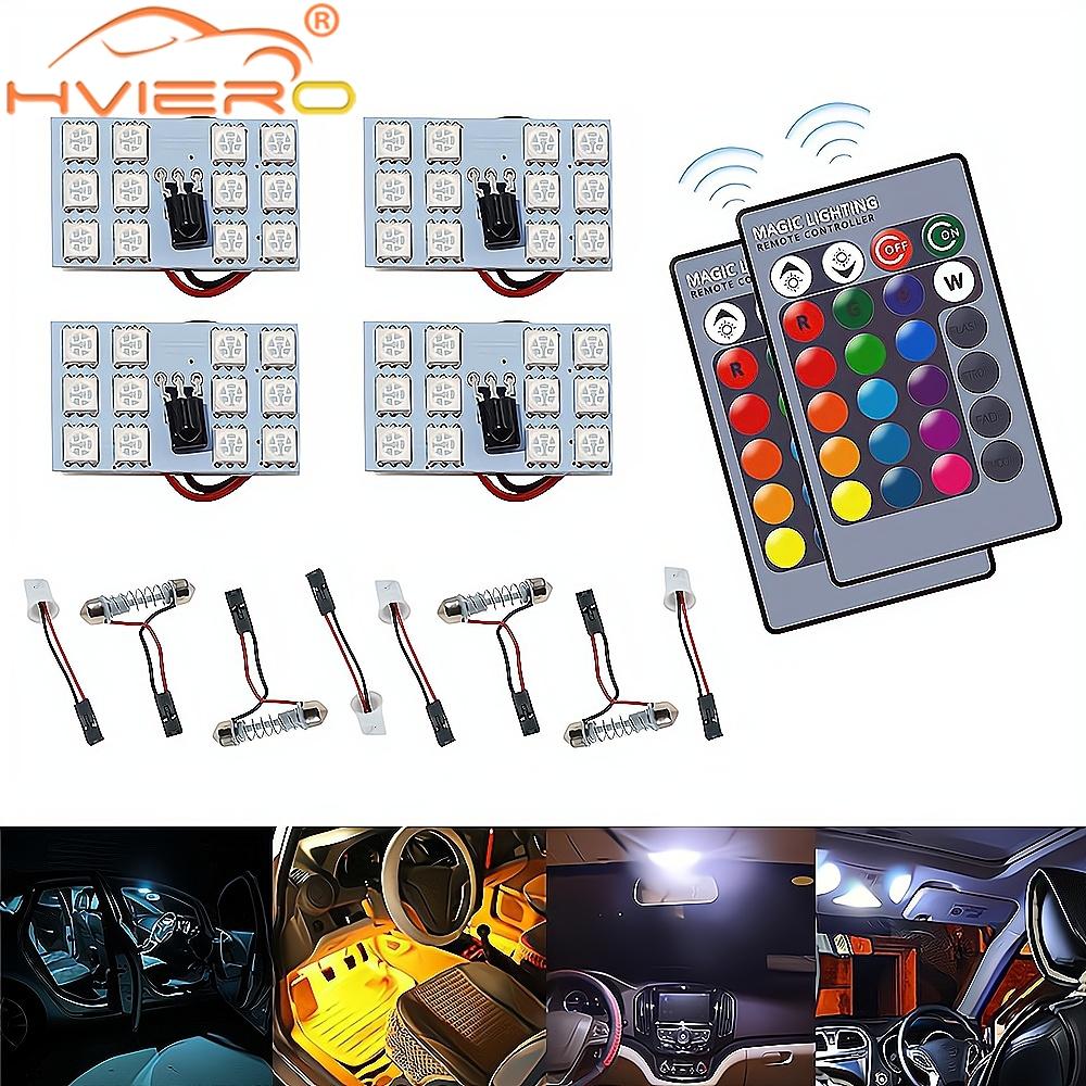 2 Stück Auto LED T10 5050 12/15/24/36 SMD Innenkeil RGB Panel Leselichter Innenraum Auto Kennzeichenleuchte BA9S Adapter