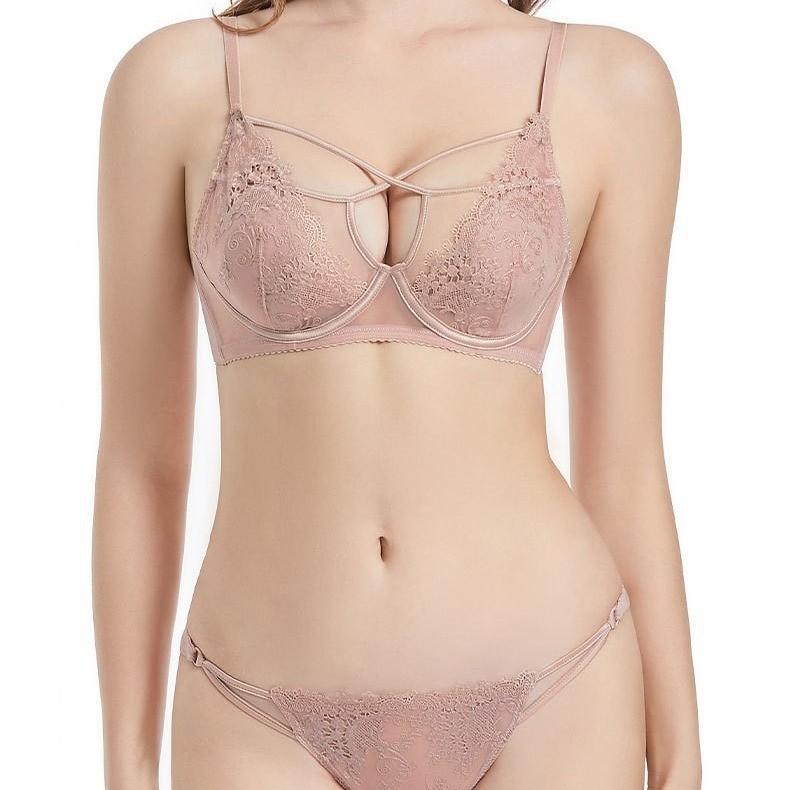French underwear female sexy straps rabbit ear cup embroidered lace underwear small breasts gathered anti-sagging bra