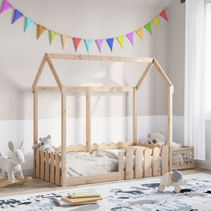 VidaXL Children's Bed Frames House Shape 70x140cm Solid Pine Wood, House-Shaped Bed Frame, Bed Frame for 850698