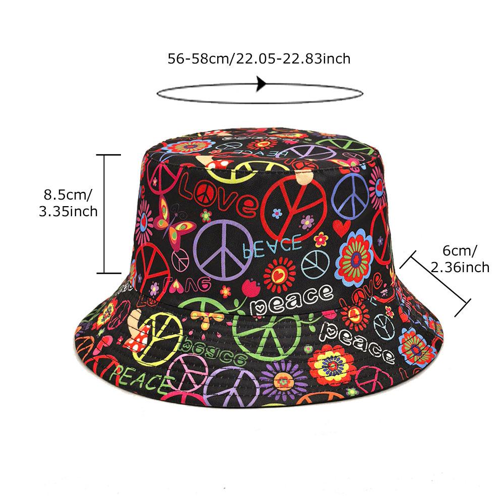Peace Printing Bucket Hat Colorful Pattern Fisherman Hats Double Sides Panama Cap Unisex  New Style