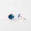 Swiss Blue Topaz Gemstone 925 Sterling Silver Jewelry Handmade Women Stud 0.5" EE-178-3