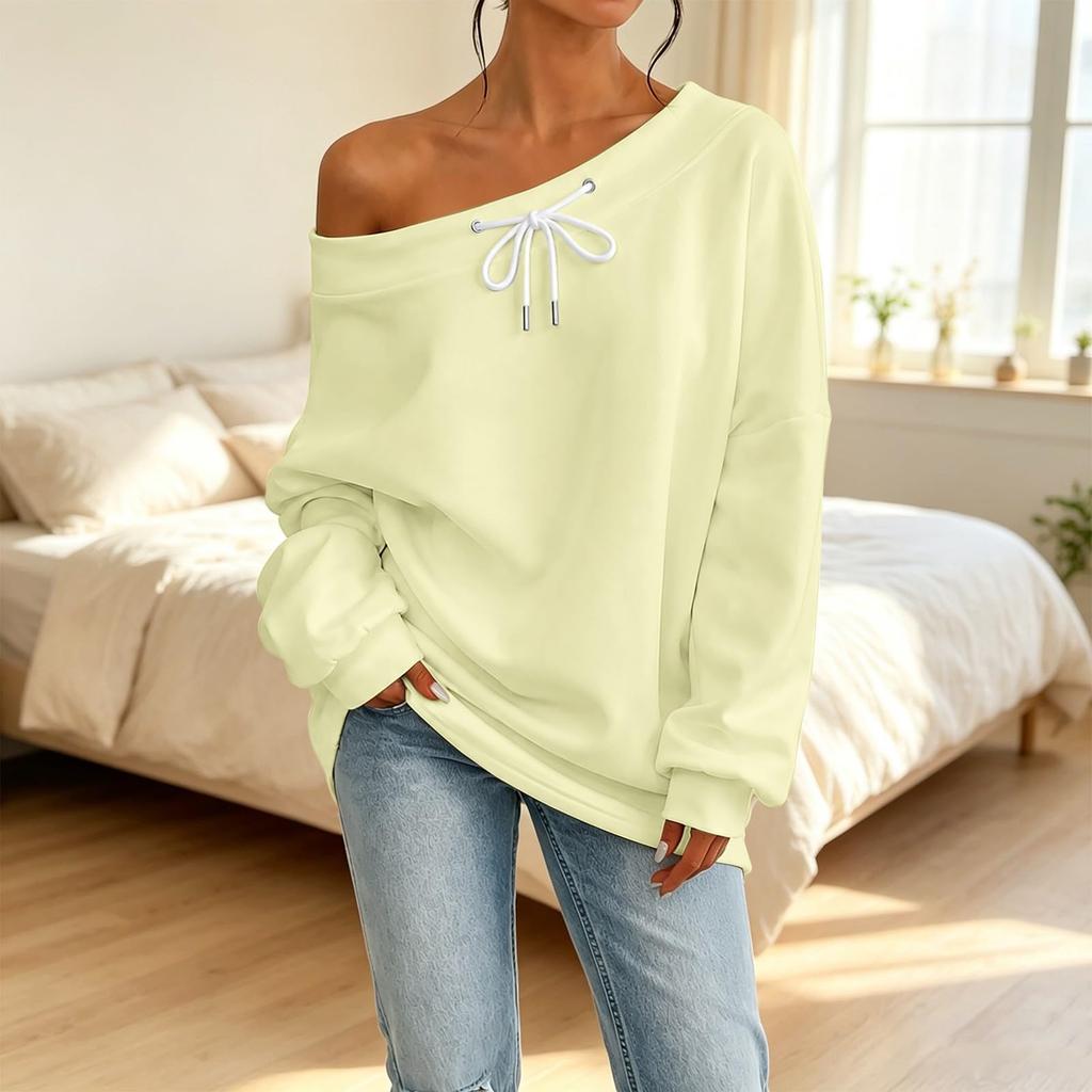 Damen lässiger schulterfreier lockerer Pullover