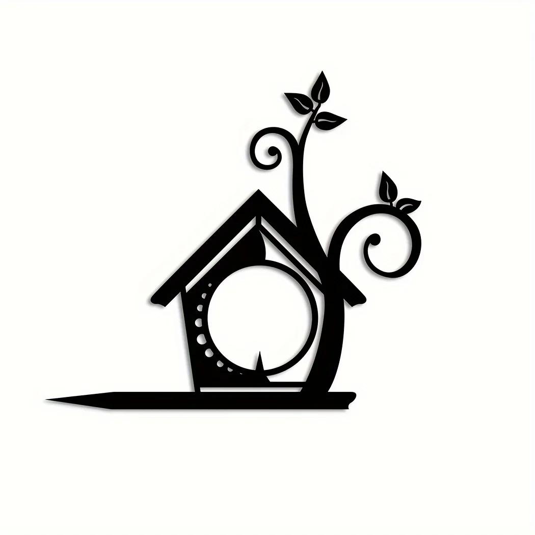 

Кормушка для птиц в виде толстого шара, металлический набор для садового искусства «Птицы на дереве», уникальный декор двора для новоселья, натуральные садовые украшения чёрный