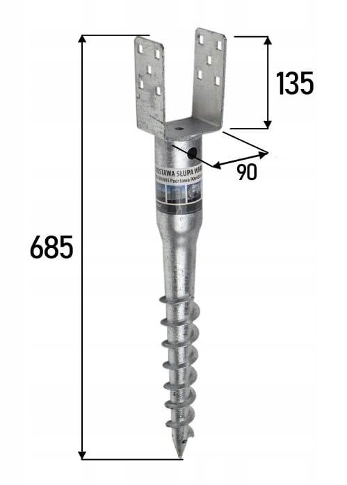 Column base steel anchor 90x685mm drill