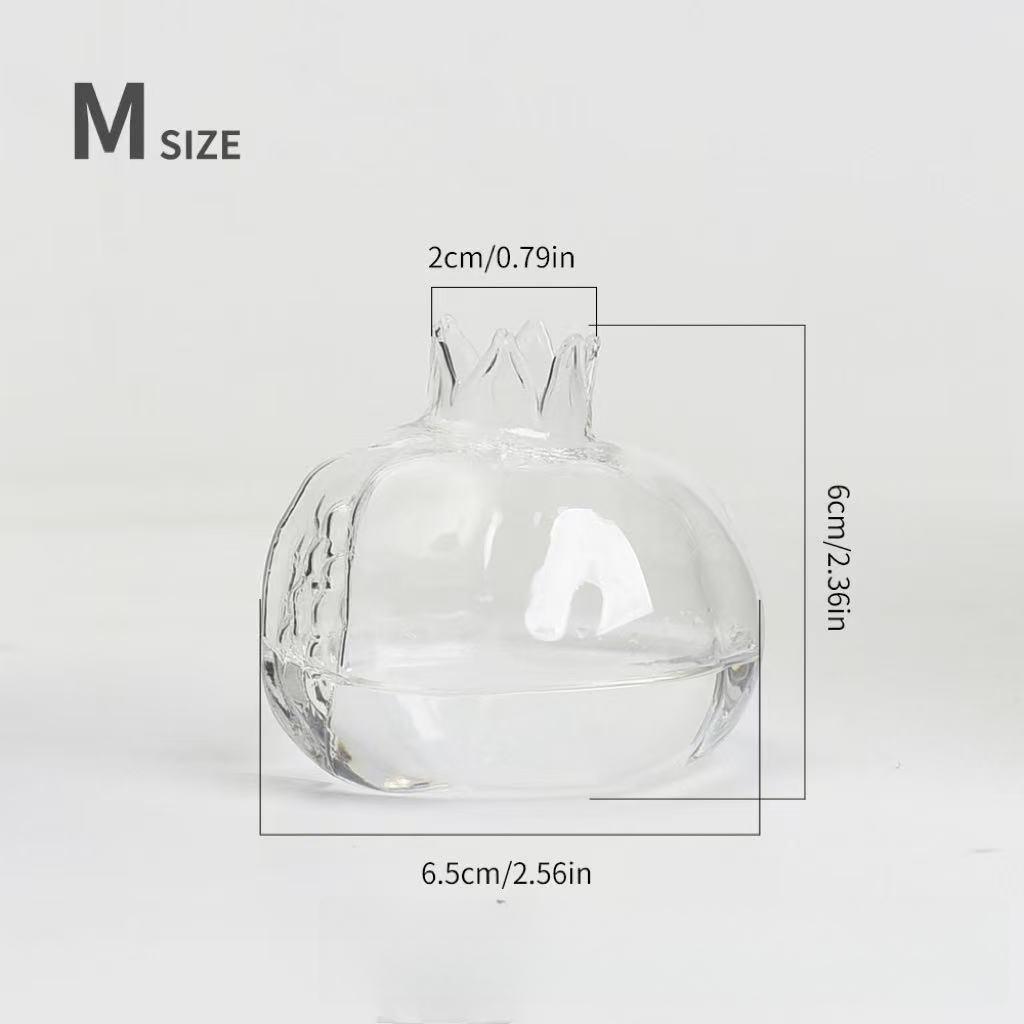 Glass Flower Vase Pomegranate Shaped Red Glass Vase Hydroponics Planter for Tabletop Home Decor Plant Containers