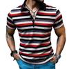 Summer Men's Colored Striped Polo Shirts Short Sleeve Breathable T-Shirt Contrast Color Casual Lapel Collar Streetwear Basic Top