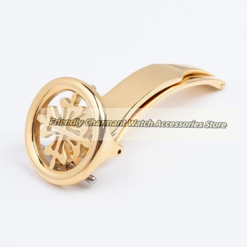 Neue Silber Gold 316L Edelstahl Faltschließe mit Dornschließe 16mm 18mm Schraubverschluss Passend für Patek Philippe Uhrenarmband