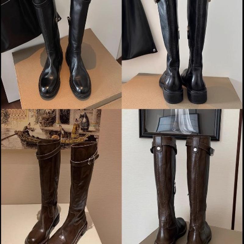The new spot grape mother has the same style, washed horse leather, round head, thick heel, thick bottom, heightened legs, straight long tube, kni