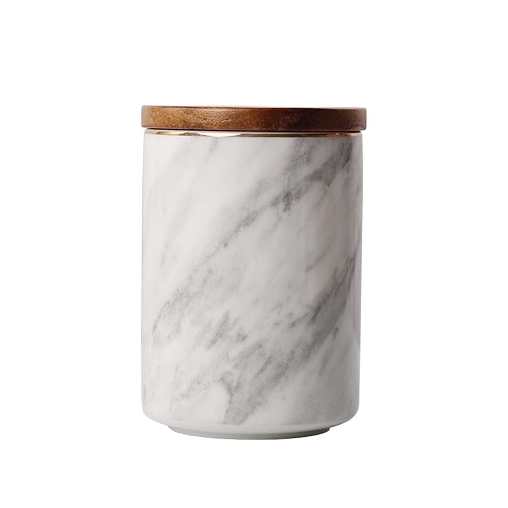 Nordic Marbling Sealed Jar with Lid Ceramic Storage Box Coffee Scented Tea Ornaments -