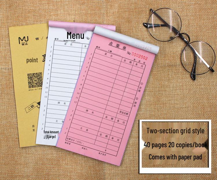 50-Pack Carbonless Copy Restaurant & Drinks Menus: Single to Four-Part Sheets with Free Shipping.