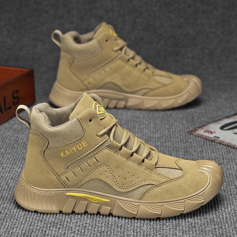 

Men s Retro High-Top Work Boots: Dirt-Resistant, Lightweight, and Durable for Autumn/Winter Outdoor Activities. 40 хаки