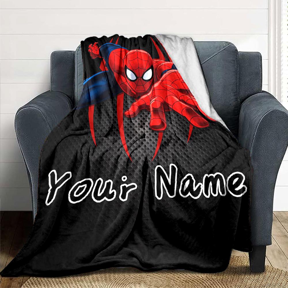 Custom Name Spider-Man Theme Blanket for Couch & Bed, Plush Cozy Fuzzy Blanket Super Soft & Warm Blankets for Fall and Winter. 0908129