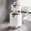 Movable Foldable Laundry Basket Dirty Clothes Storage Basket Clothes Storage Rack Bathroom Organizer Home Daily Storage Supplies