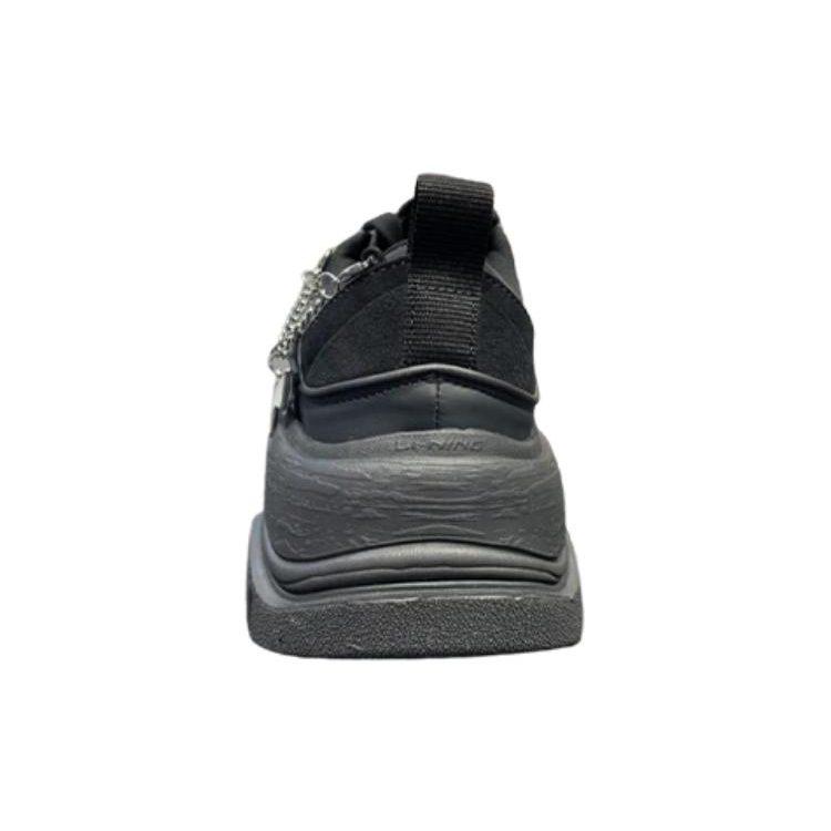 Li Ning Leather Slip Resistant Abrasion Resistant Low Top Sports Casual Shoes Women's Black AGCS276-1
