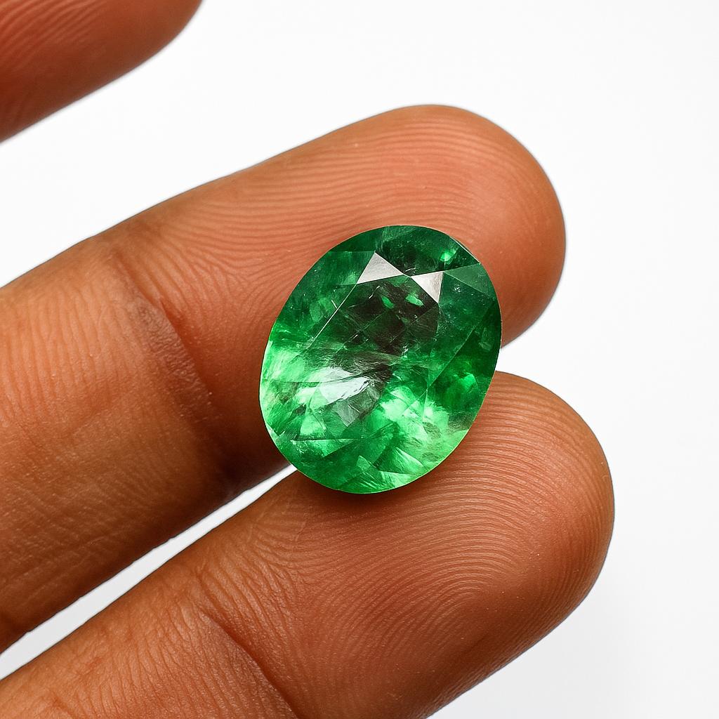 Natural Green Emerald Loose Gemstone 10.80 Ct Oval Cut Flawless for Jewelry Making and Crafts