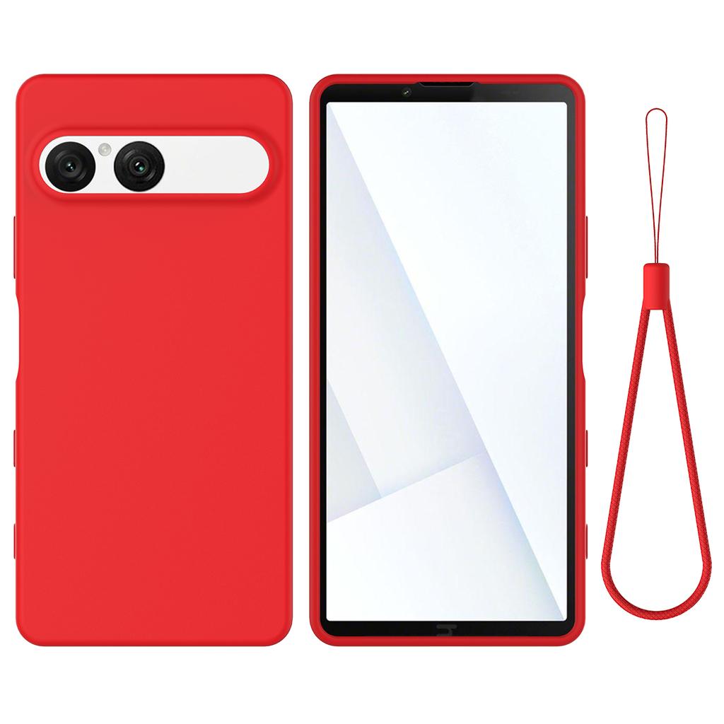 For Sony Xperia 10 VII Liquid Silicone Case Phone Back Cover with Hand Strap