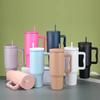 1Pc 1200ML 304Stainless Steel Print Cup with Straw Portable Car Cup Large Capacity Water Cup Car Water Bottle