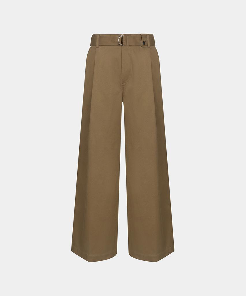 Noiseu W Cotton Belted Wide Pants - Beige