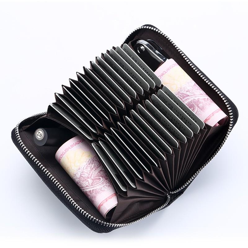 Mens RFID Blocking Leather Card Holder Wallet With Passport Compartment Full-Grain Cowhide Multi-Slot Organizer Daily Use