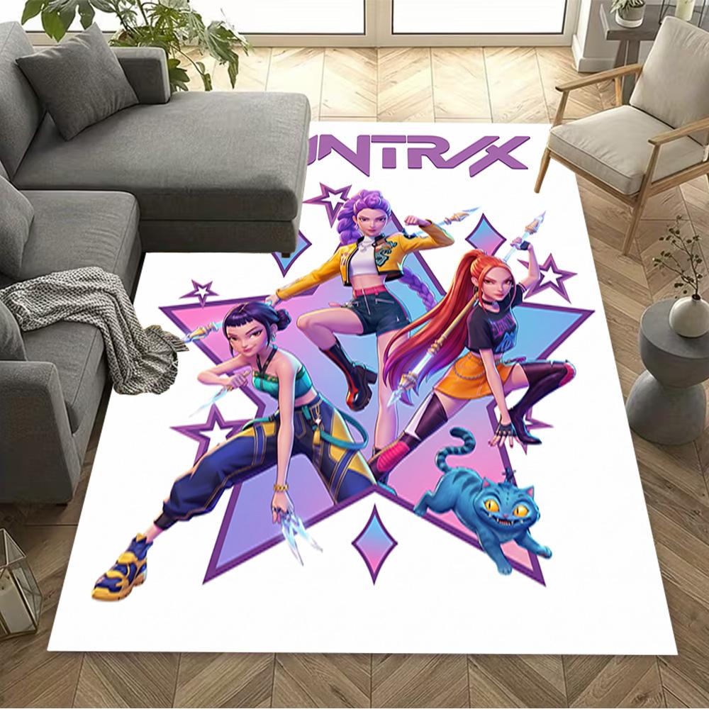 Huntrix: Future Heroes Unite Area Rug Design for Living Rooms Decorate Room Bedrooms Entryway Antislip Carpet Office Home Decor