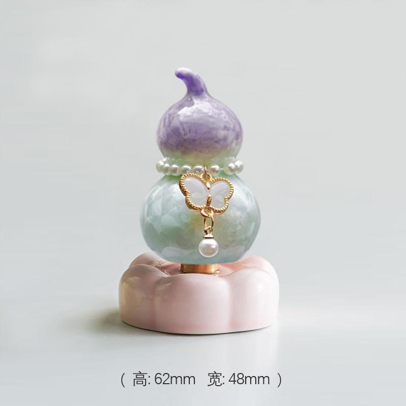 Crystal Glaze Gourd Rotating Music Ornament Pure Ceramic Base Mini Gourd Desktop Ornament Car Ornament