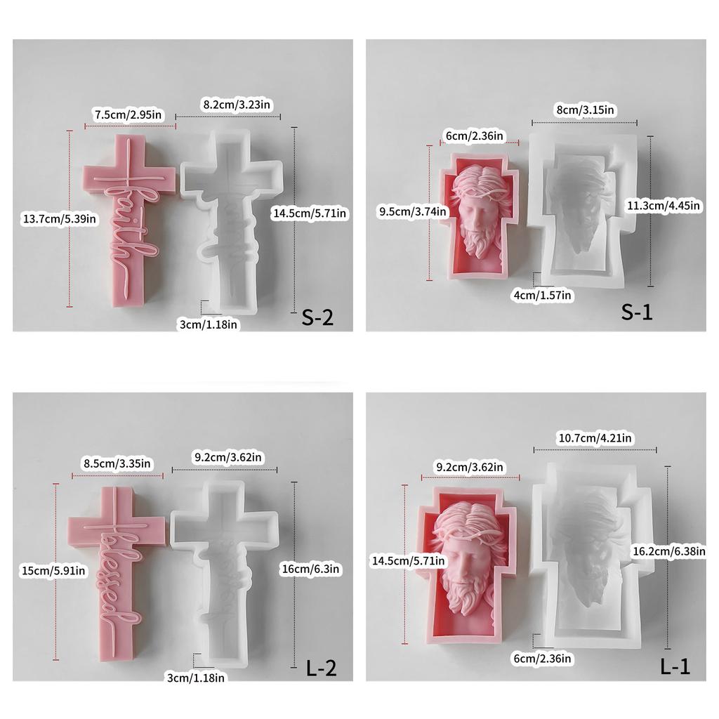 Kreuze Skulptur Kerze Silikonform Menschliches Porträt Abstrakt Duftkerze Gips Harzform Handgefertigte Basteldekorationen